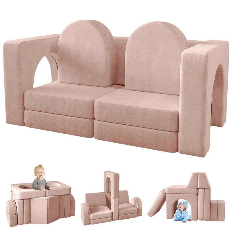 Camborne Kids Couch Sleeper Sofa/Sectional and Ottoman | Wayfair North America