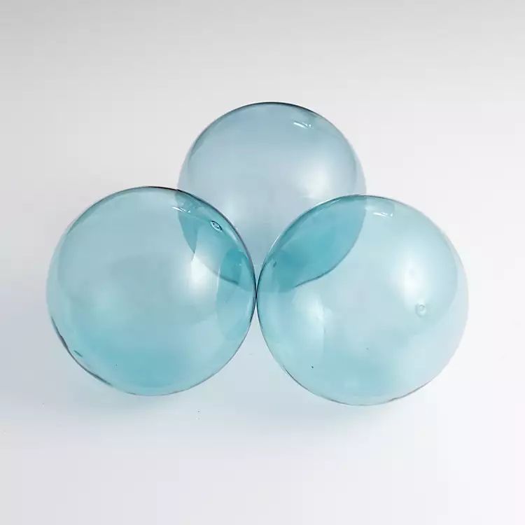 New! Light Blue Glass Orbs, Set of 3 | Kirkland's Home