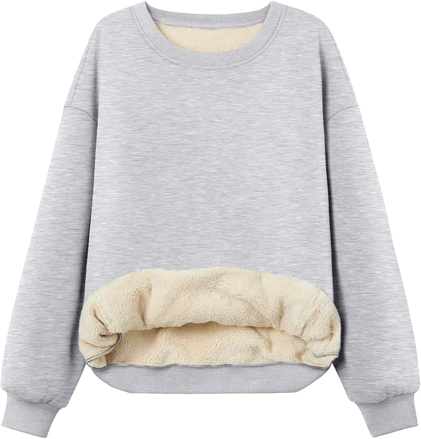 Trendy Queen Fleece Sherpa Lined Sweatshirts for Women 2025 Fall Fashion Winter Crewneck Pullover... | Amazon (US)