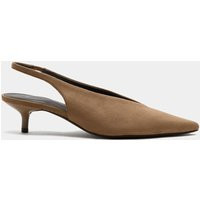 M&S Kitten Heel Pointed Slingback Shoes Taupe | Marks & Spencer (UK)