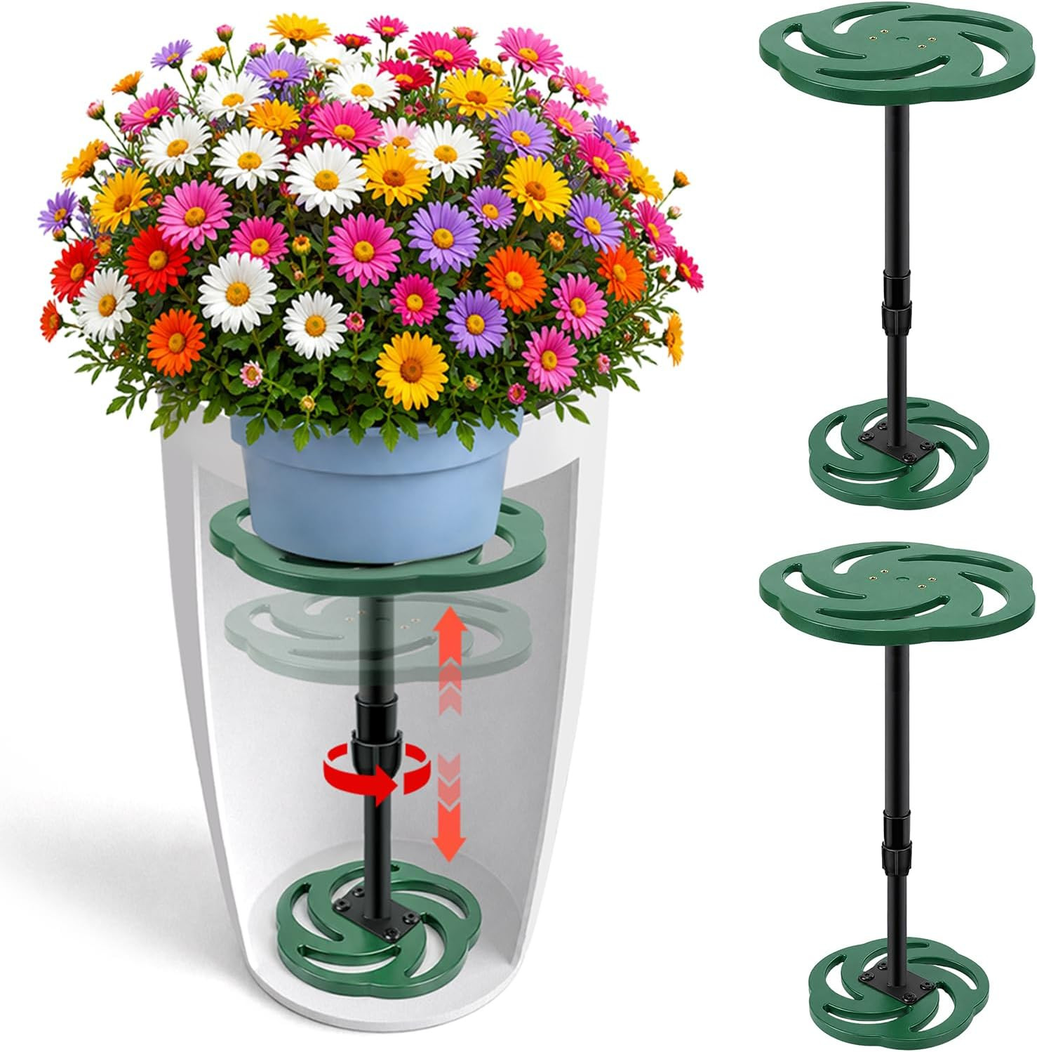 2 Pack Plant Risers for Inside Pots, 12-21" Adjustable Height Plant Riser | Amazon (US)