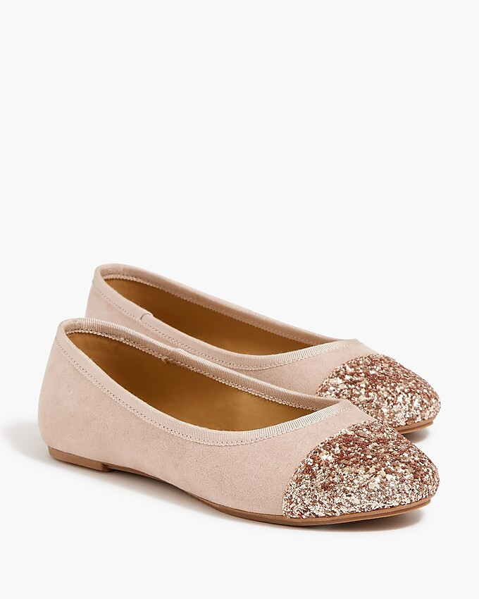 Girls' glitter cap-toe ballet flats | J.Crew Factory