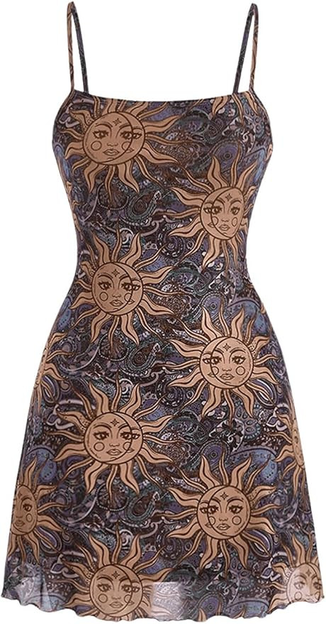 Milumia Women's Vintage Lettuce Trim Mini Sun Dress Summer Sleeveless Short Cami Mesh Dress | Amazon (US)