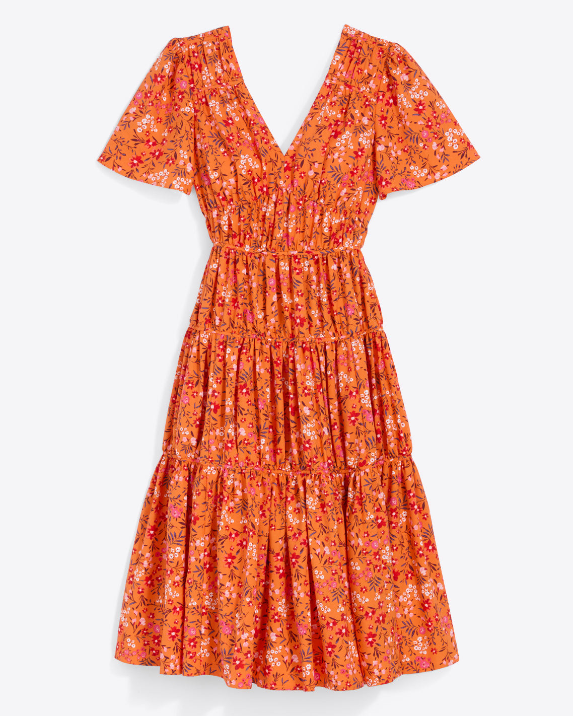 Margo Flutter Sleeve Dress in Apricot Pansy Floral | Draper James (US)
