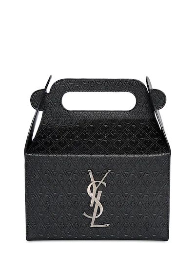 Saint Laurent - Take-away logo detail leather box - Black | Luisaviaroma | Luisaviaroma