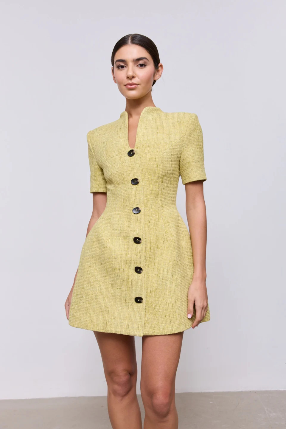 Cotton Mix Boucl\u00e9 Button Dress | Odd Muse