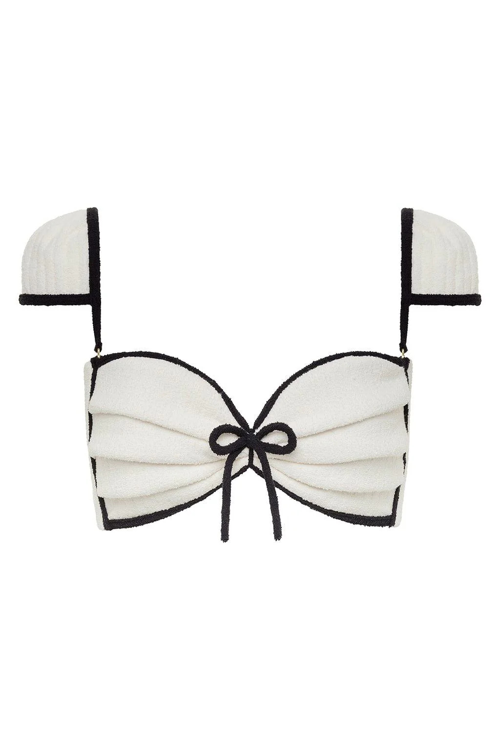 Shop /
Cream (Black Binded) Terry Rib Cabana Bows Bikini Top
 | Montce