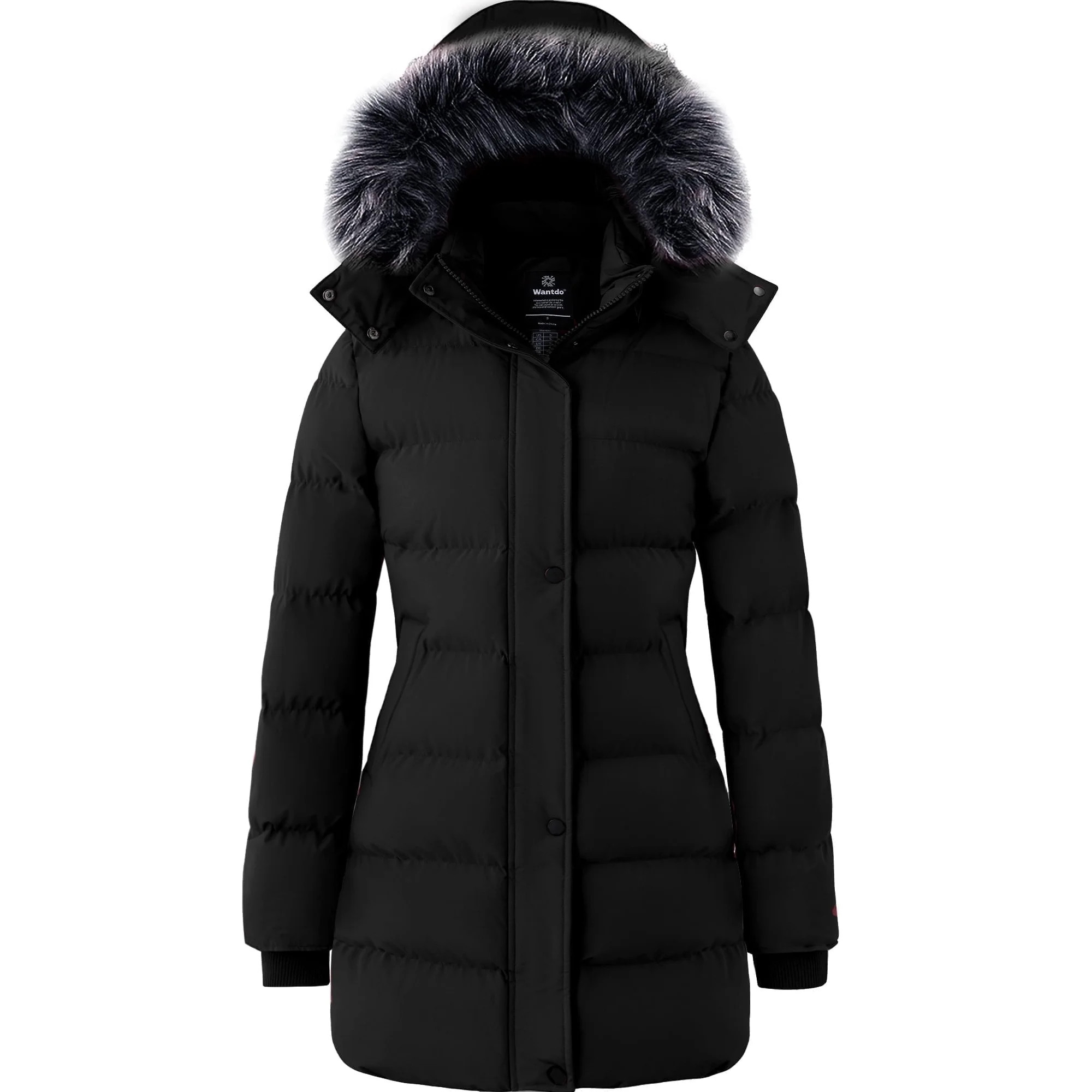 Wantdo Women's Recycled Coat Warm Winter Coat Waterproof Jacket Long Puffer Jacket Black L | Walmart (US)