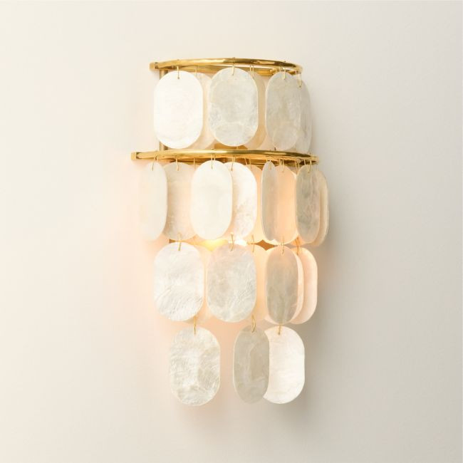 Terese Aged Brass Capiz Wall Sconce | CB2