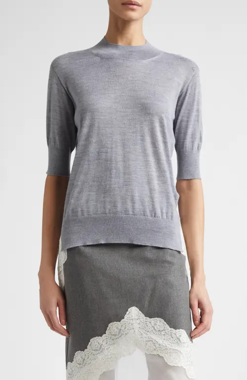 Jil Sander Seamless Short Sleeve Cashmere, Wool & Silk Sweater in Pebble at Nordstrom, Size 4 Us | Nordstrom