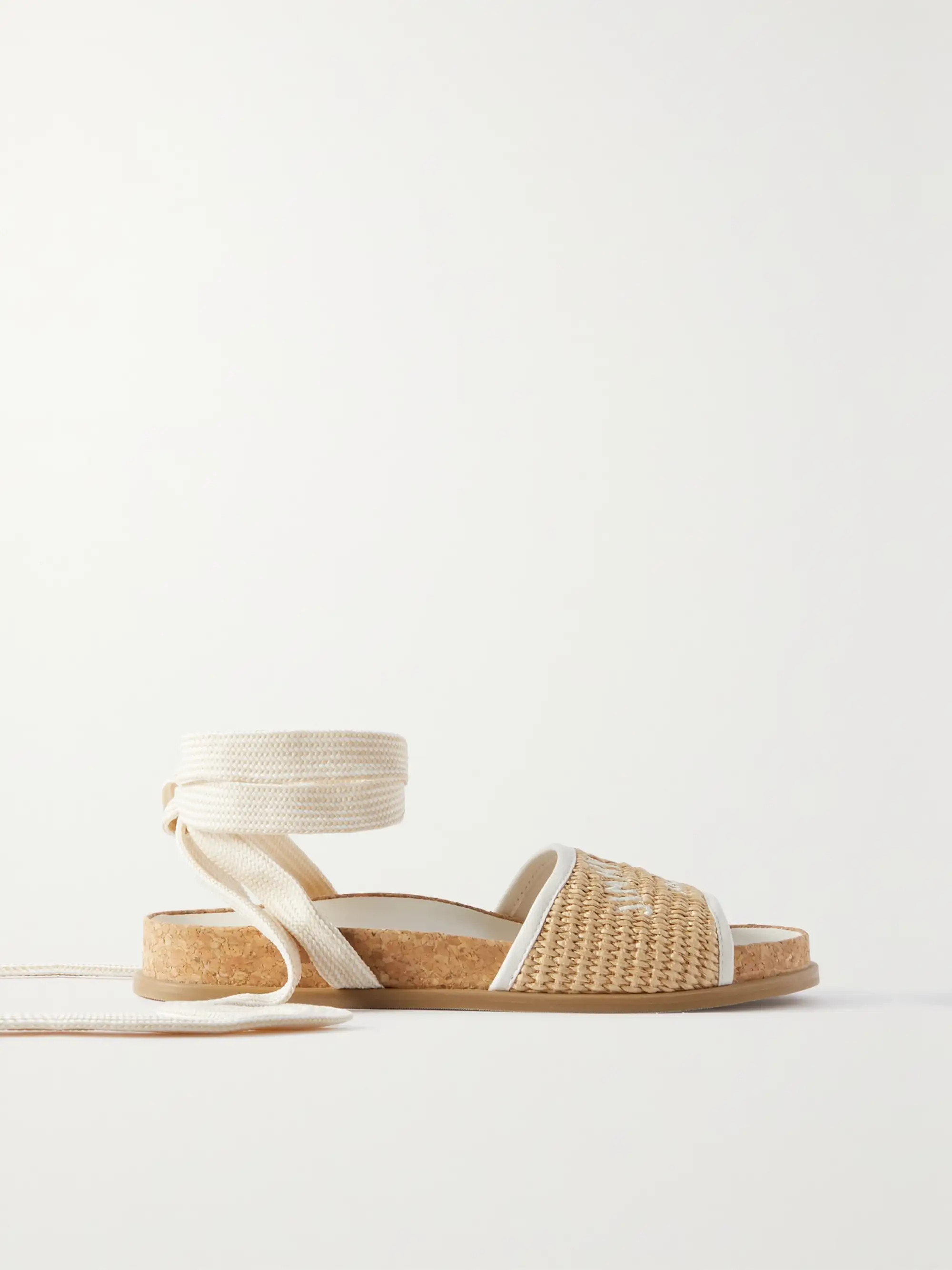 Gal embroidered leather-trimmed raffia sandals | NET-A-PORTER (UK & EU)