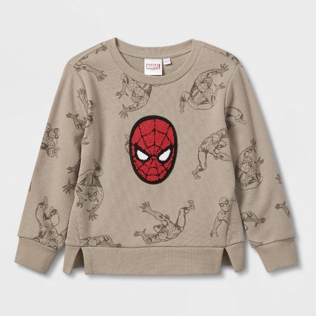 Toddler Boys' Spider-Man Printed Pullover Sweatshirt - Tan | Target