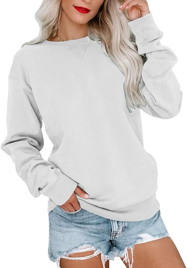 Bingerlily Womens Casual Long Sleeve Sweatshirt Crew Neck Cute Pullover Relaxed Fit Tops | Amazon (US)