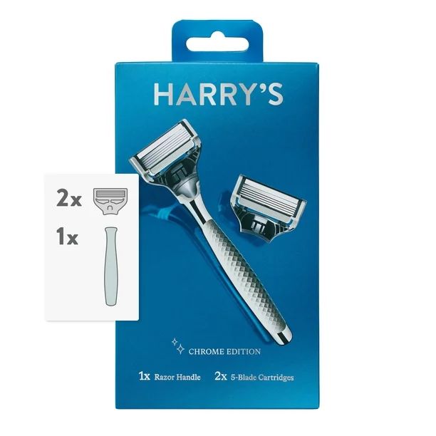 Harry's Men's 5-Blade Manual Razor Handle and 2 Razor Blade Refills, Chrome - Walmart.com | Walmart (US)