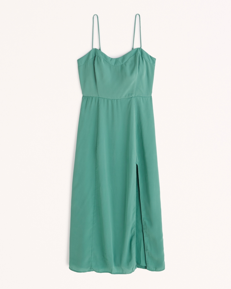 Women's Clean High-Slit Midi Dress | Women's | Abercrombie.com | Abercrombie & Fitch (US)