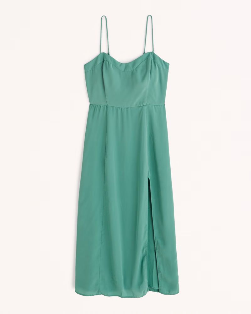 Women's Clean High-Slit Midi Dress | Women's New Arrivals | Abercrombie.com | Abercrombie & Fitch (US)