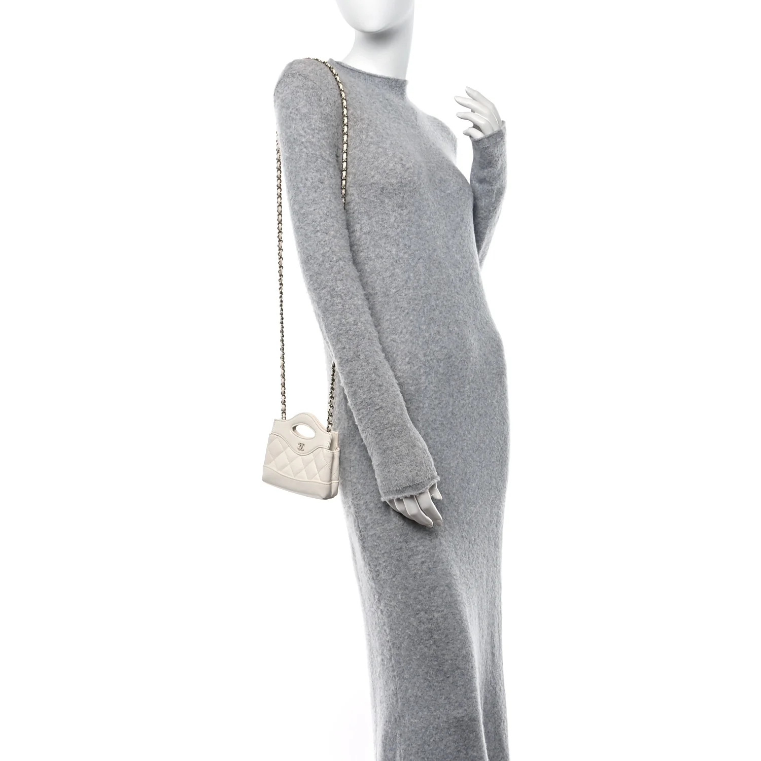 Shiny Lambskin Quilted Micro 31 Clutch With Chain White | FASHIONPHILE (US)