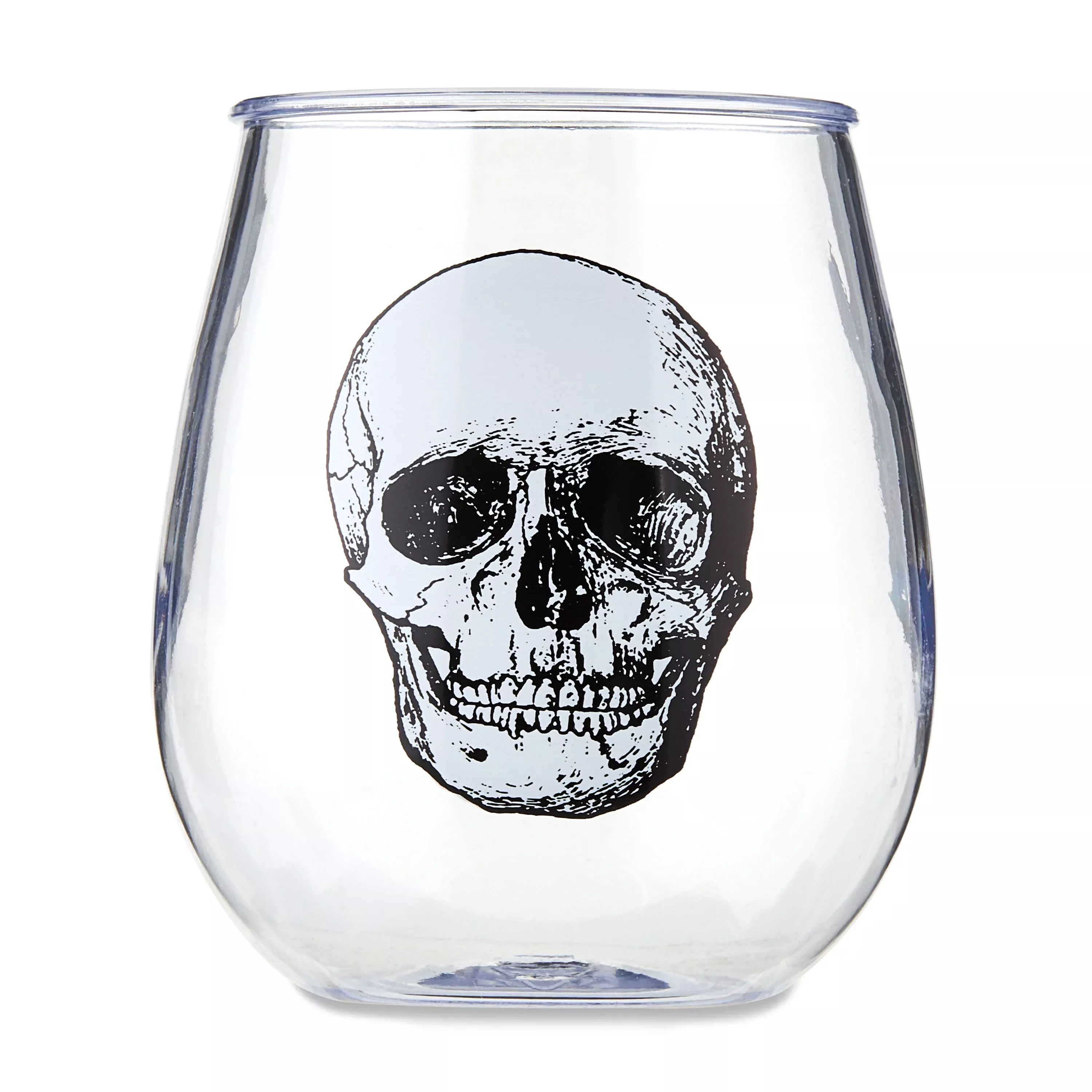 Way to Celebrate Clear Stemless Wine Glass, 10 fl oz. with Black