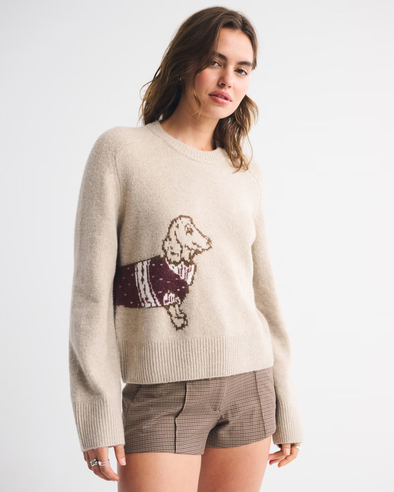 Women's The A&F Madeline Dog Crew Sweater | Women's Tops | Abercrombie.com | Abercrombie & Fitch (US)