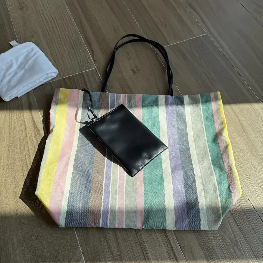 Mutilcolor Stripe Tote Bag, Large Canvas Tote Bags, Summer Vacation Handbags - Etsy | Etsy (US)