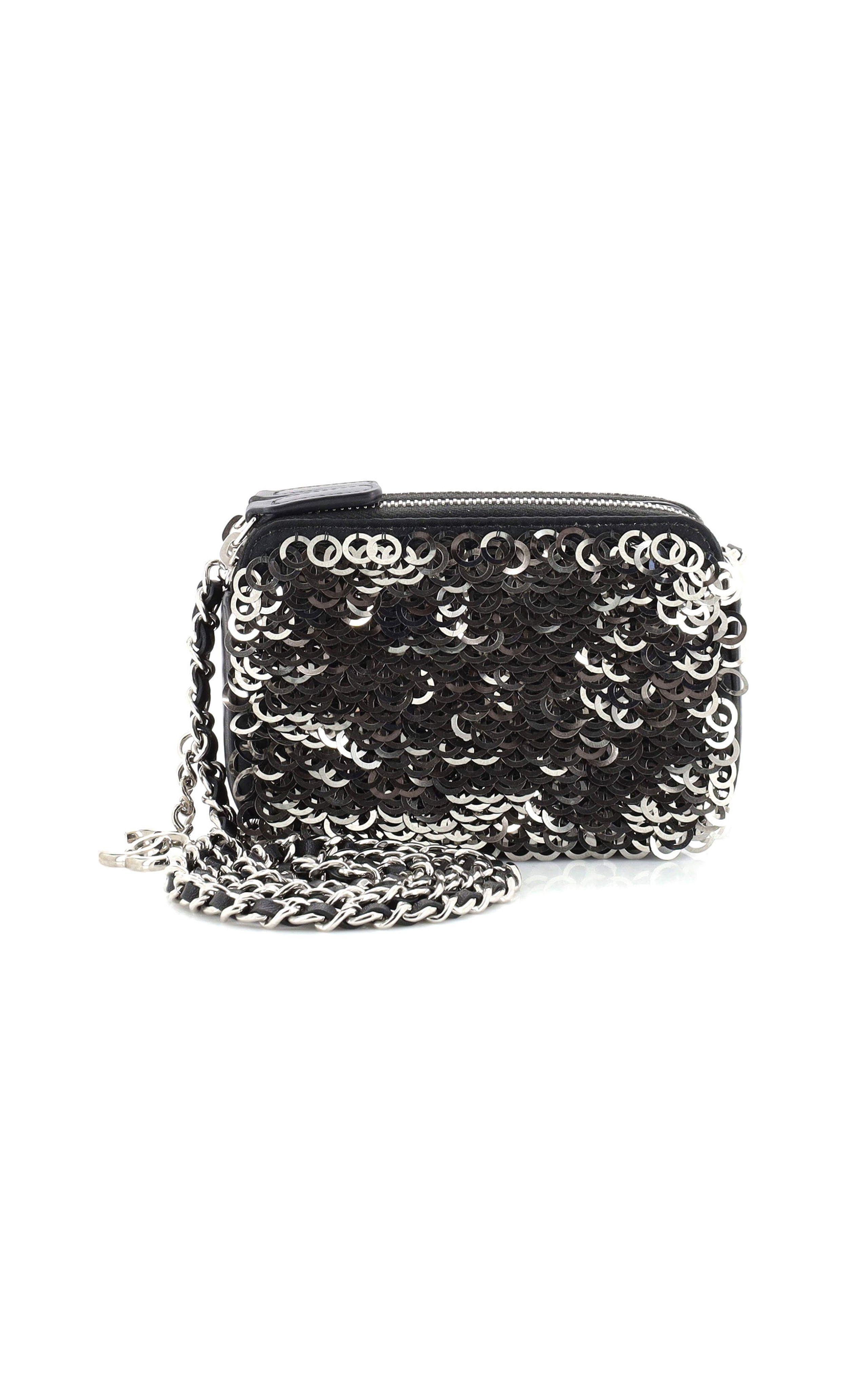 Chanel Pre-Owned Mini Sequined Leather Double Zip Chain Camera Bag | Moda Operandi (Global)