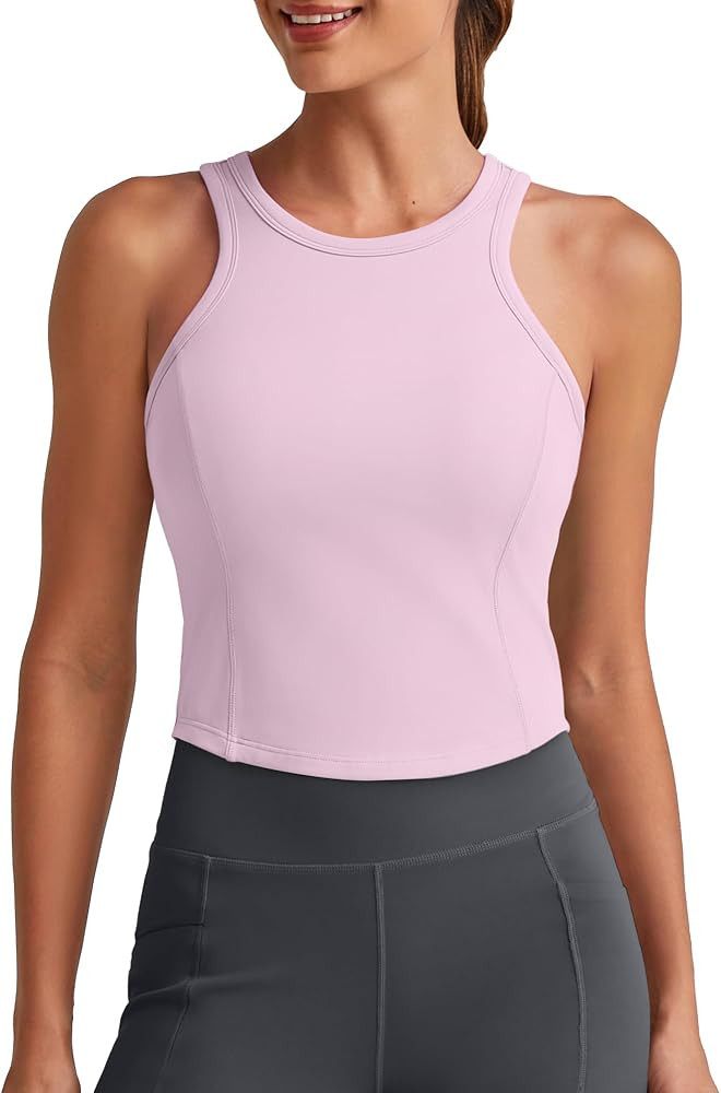 G4Free Barefeel Built in Bra Workout Tops for Women Removable Pads Longline Sport Bras Racerback ... | Amazon (US)