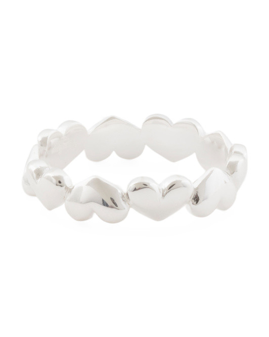 Made In Italy Sterling Silver Multi Heart Band Ring | TJ Maxx