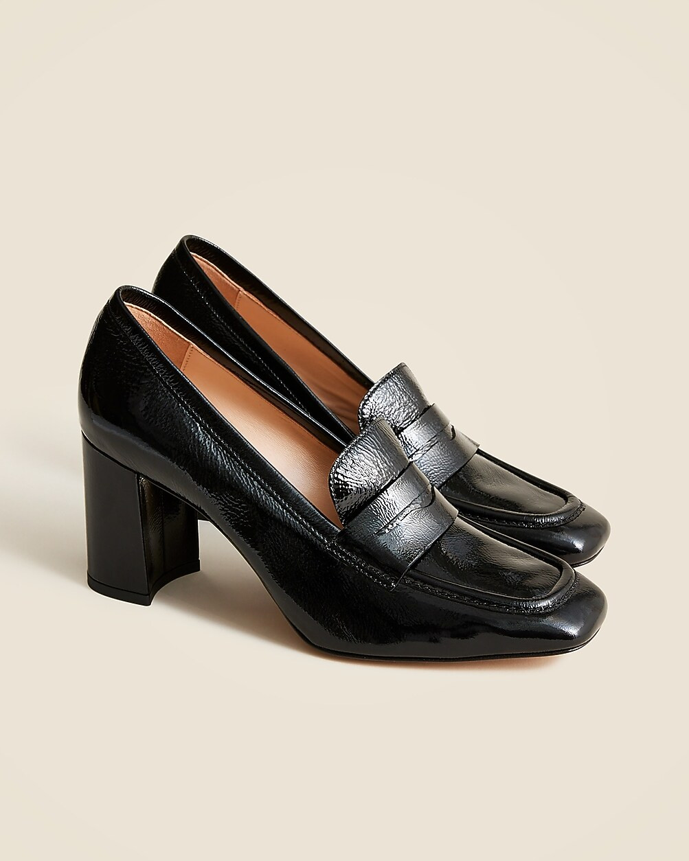 Maisie loafer heels in crinkle patent leather | J. Crew US