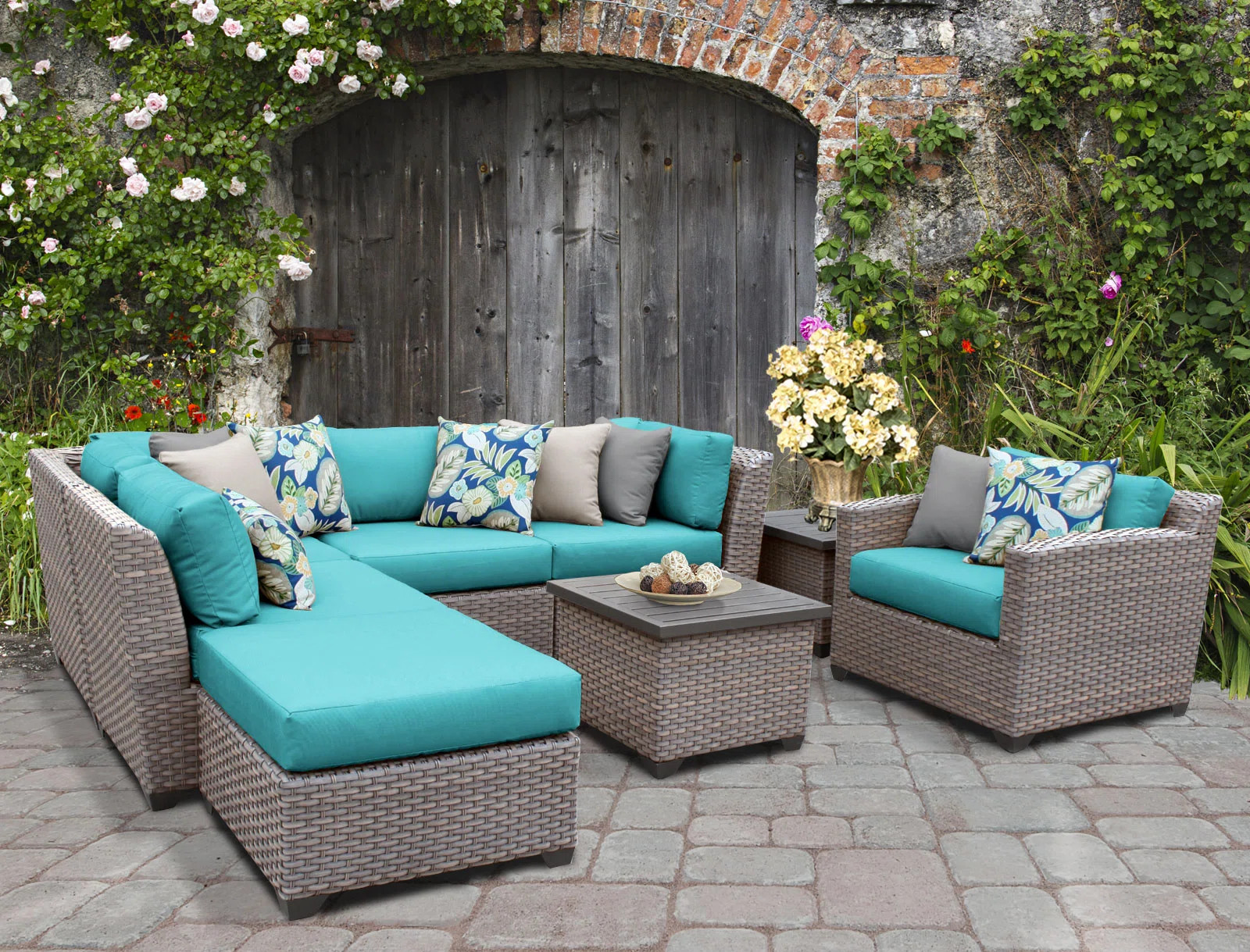 Merlyn 8 Piece Rattan Sectional Seating Group with Cushions | Wayfair North America