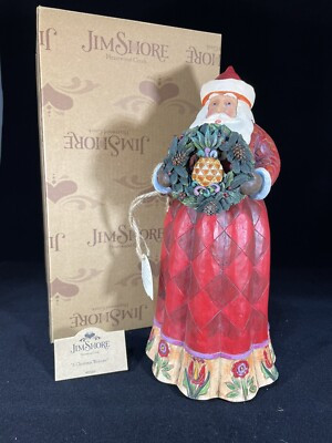 Jim Shore 2010 "A CHRISTMAS WELCOME" Santa w/Pineapple Wreath Figurine | eBay US
