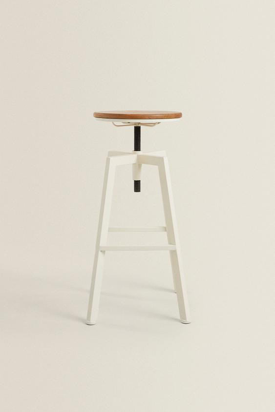 WOOD AND METAL SWIVEL BAR STOOL | Zara US