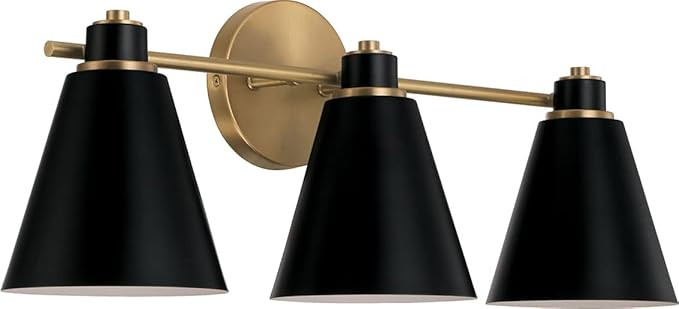 Capital Lighting 150131AB Bradley Modern Metal Cone Vanity Lights for Bathroom, 3-Light 300 Total... | Amazon (US)