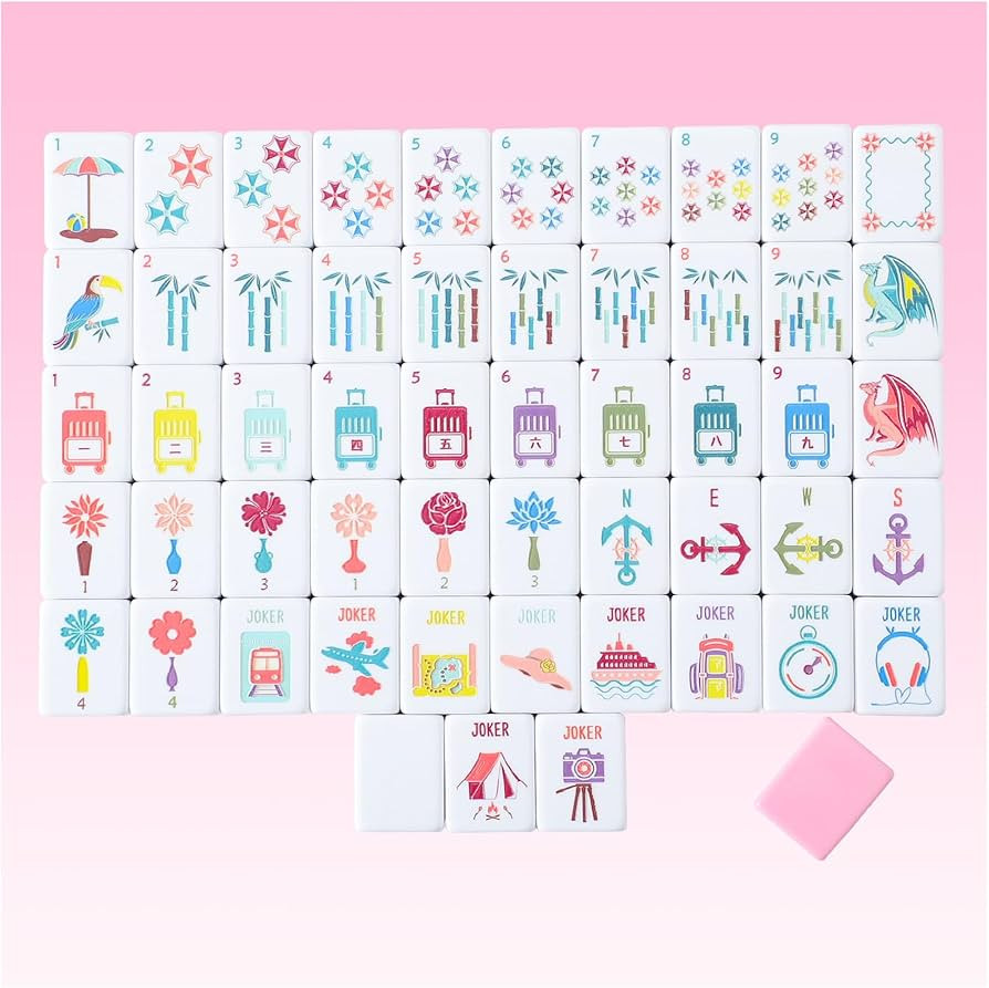 160 Pink Engraved American Mahjong Game Set with Carrying Bag and Accessories, 1.2\u2019\u2019 Ma... | Amazon (US)