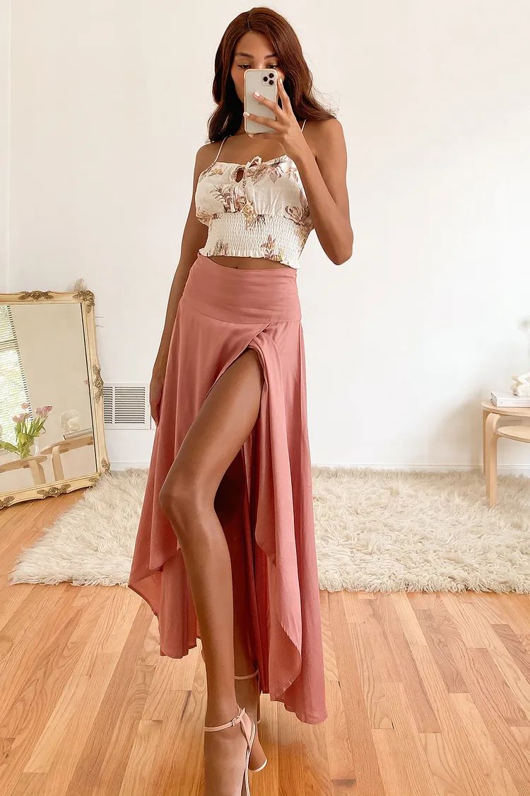 Ambrosio Mauve Pink High-Low Maxi Skirt | Lulus (US)