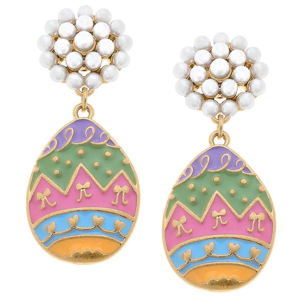 Remi Easter Egg Pearl Cluster Enamel Earrings in Multi | CANVAS
