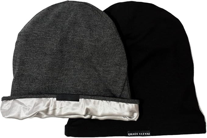 Grace Eleyae GE Women's Satin Lined Sleep Cap Slap Beanie Hair Care Hat, 2-Pack | Amazon (US)