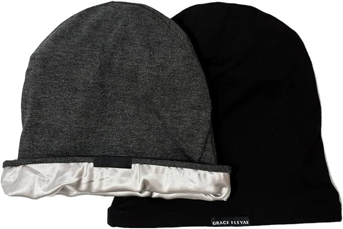 Grace Eleyae GE Women's Satin Lined Sleep Cap Slap Beanie Hair Care Hat, 2-Pack | Amazon (US)