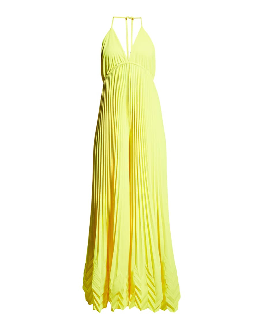Adalyn Pleated Halter Jumpsuit | Neiman Marcus