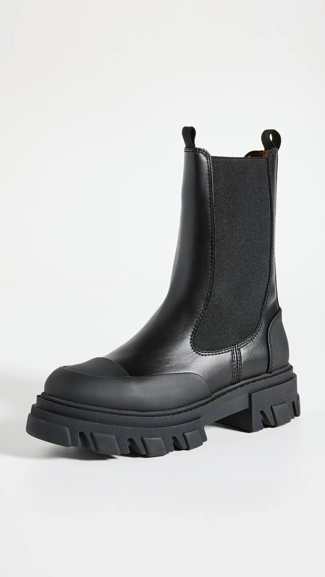 GANNI Cleated Mid Chelsea Boots Black Stitch | Shopbop | Shopbop