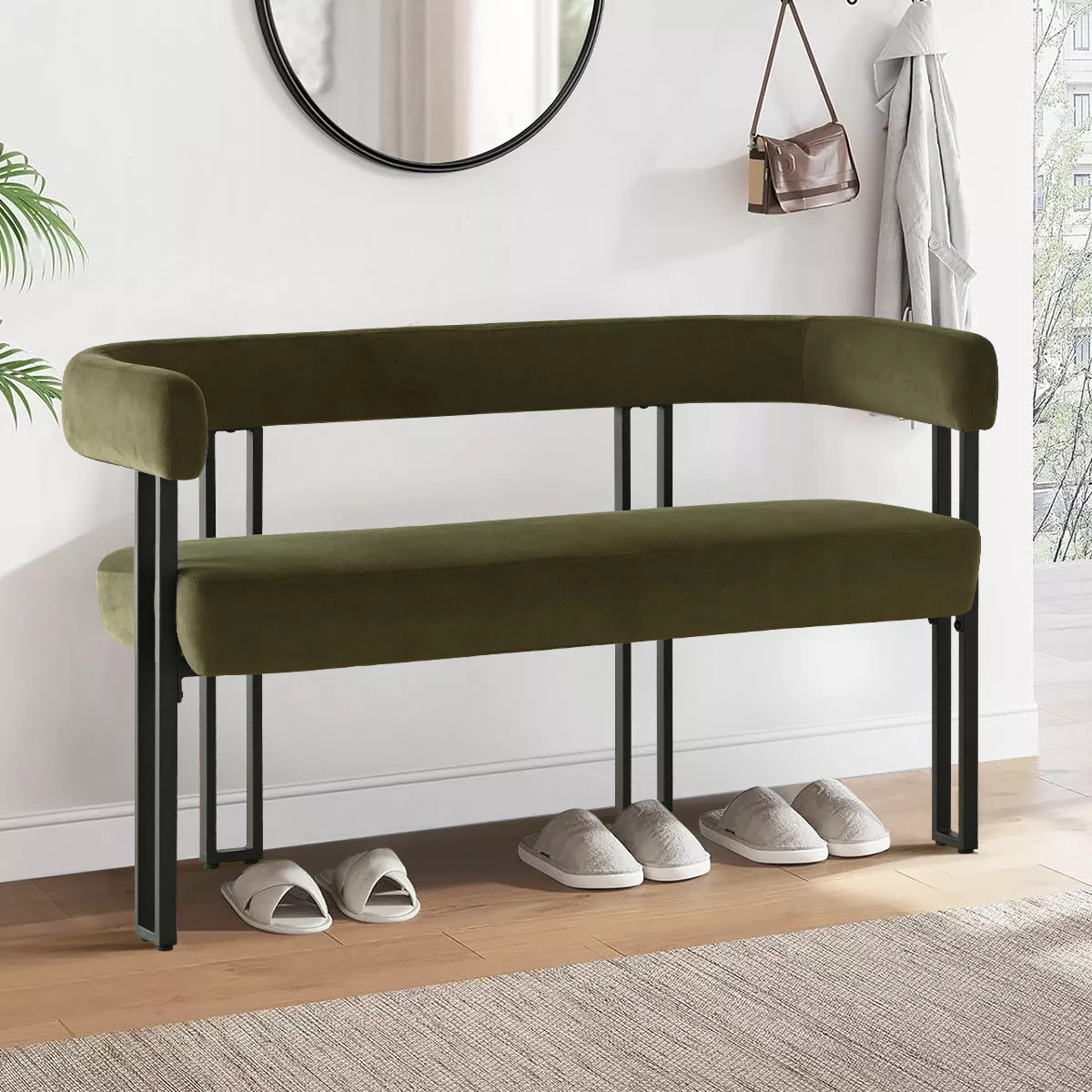 Velvet Upholstered Bench Ottoman For Bed Room,49 Inch Bench For Dining Table,Entryway Bench With ... | Target