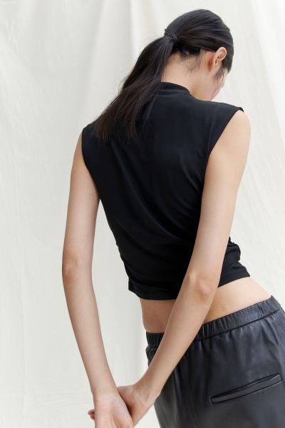 Mock Turtleneck Crop Top - Black - Ladies | H&M US | H&M (US + CA)