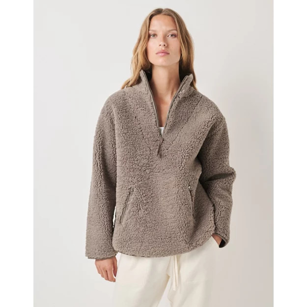 Borg Half Zip Sweatshirt | Loungewear | The  White Company | The White Company UK & ROW