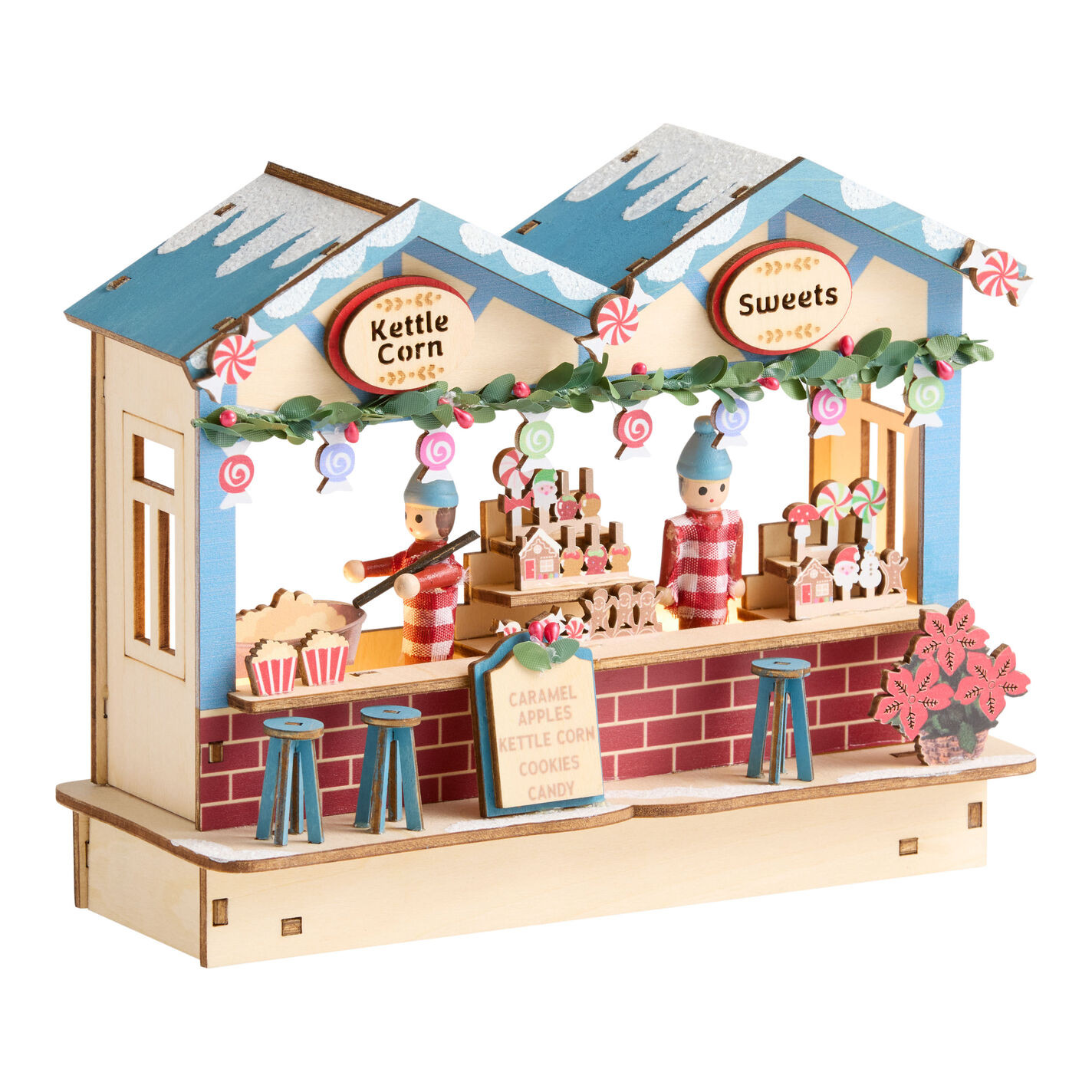 Laser Cut Wood Sweets Stall LED Light Up Decor | World Market