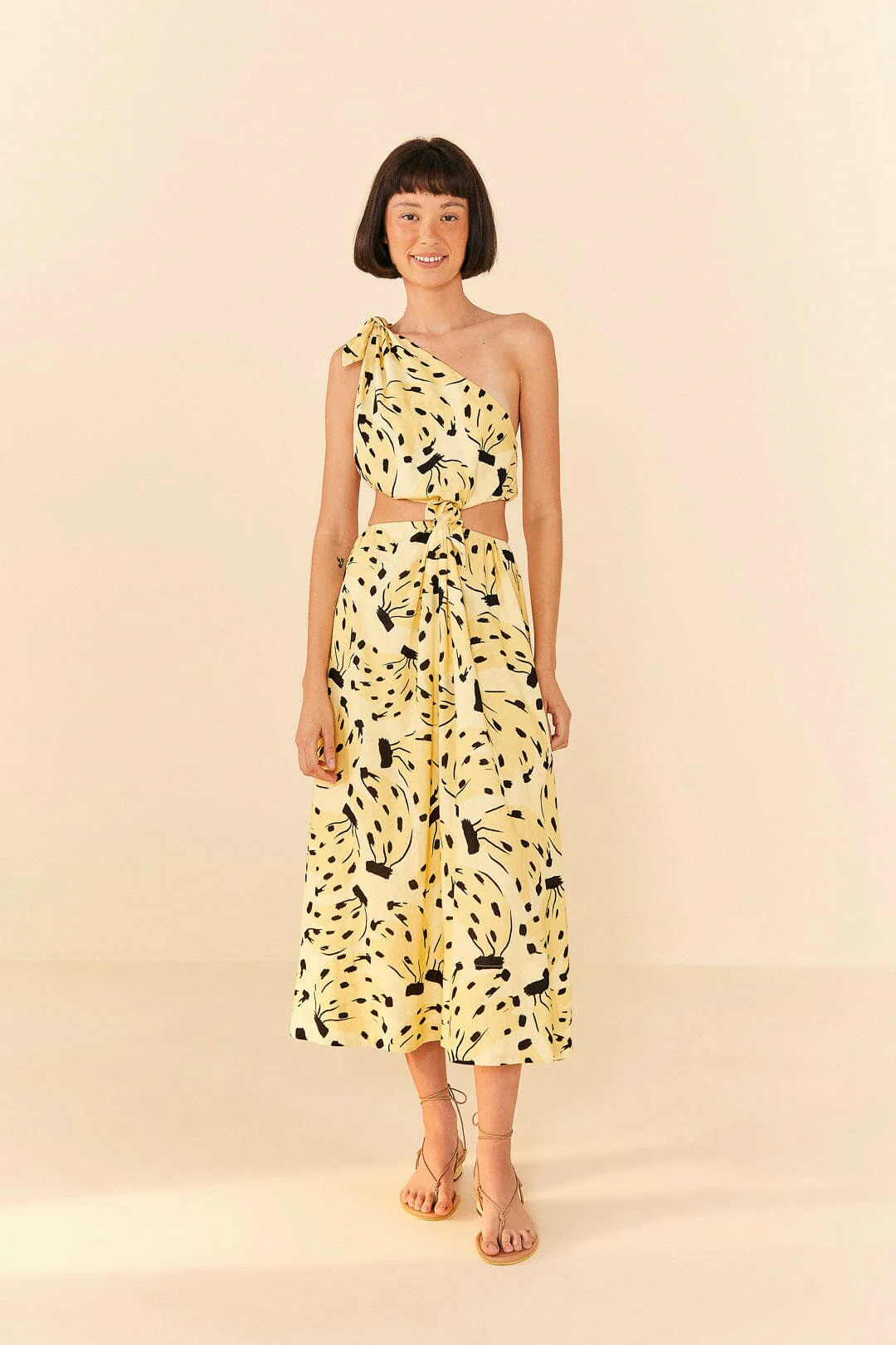 Yellow Bossa Banana Knot Midi Dress | FarmRio (US)
