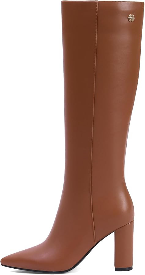 iiimmu Knee High Boots for Women 3 IN Chunky Heel with Side Zipper Soft Faux Leather Tall Boots P... | Amazon (US)
