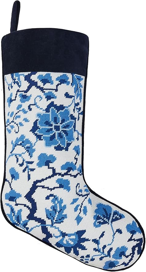 Peking Handicraft Embroidered Needlepoint Stockings Chinoiserie Flowers, 18-inch Height, Home, In... | Amazon (US)