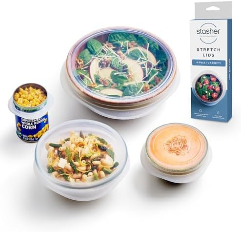 Stasher Premium Reusable Silicone Stretch Lids, Clear, Lids, Airtight Seal, Food Container Covers... | Amazon (US)