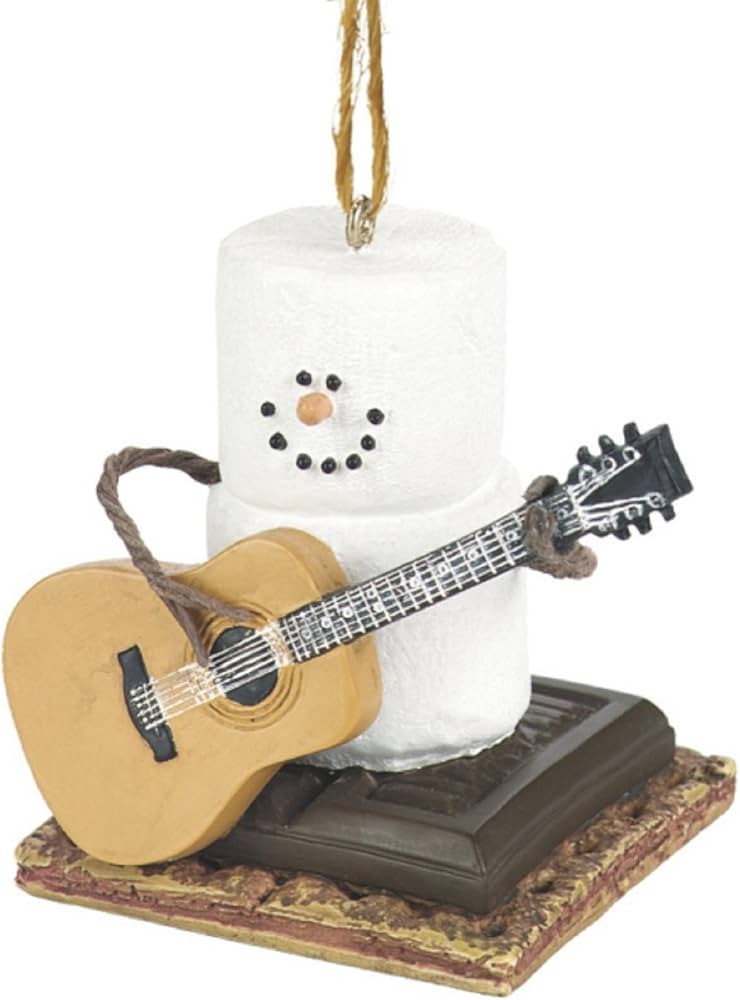 Snowman Ornament - Marshmallow Snow Man Playing Guitar On S'mores Chocolate and Graham Cracker - ... | Amazon (US)