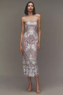 Helsi Catherine Strapless Sequin Column Midi Dress | Anthropologie (US)