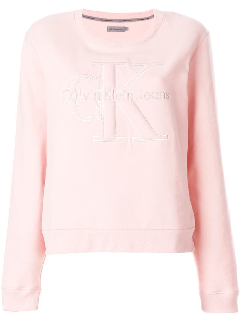Calvin Klein Jeans - logo sweatshirt - women - Cotton - XS, Pink/Purple | FarFetch Global